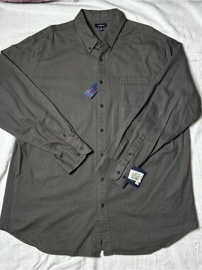 croft & barrow Men's Dark Gray Button-Down Shirt